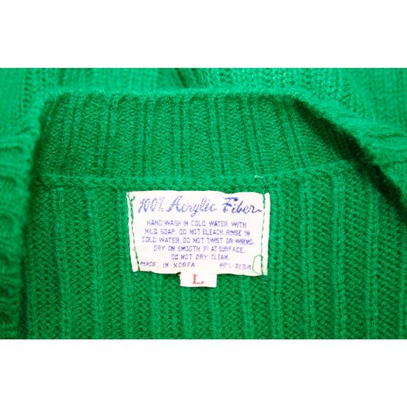 Vintage 70s Green Sweater Vest Button Indie Alternative Groovy Emo Punk Cosplay - Picture 9 of 11